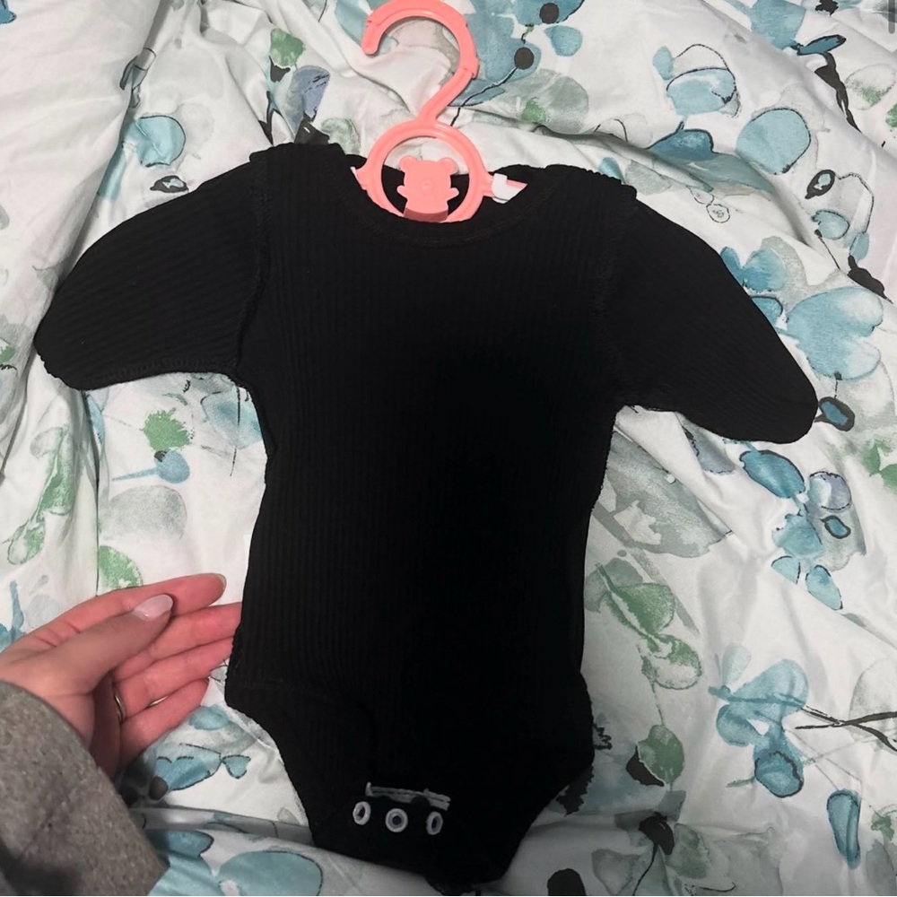 Black Ribbed Kids One Piece